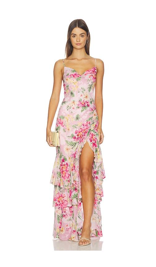 yumi kim carmine maxi dress in pink.