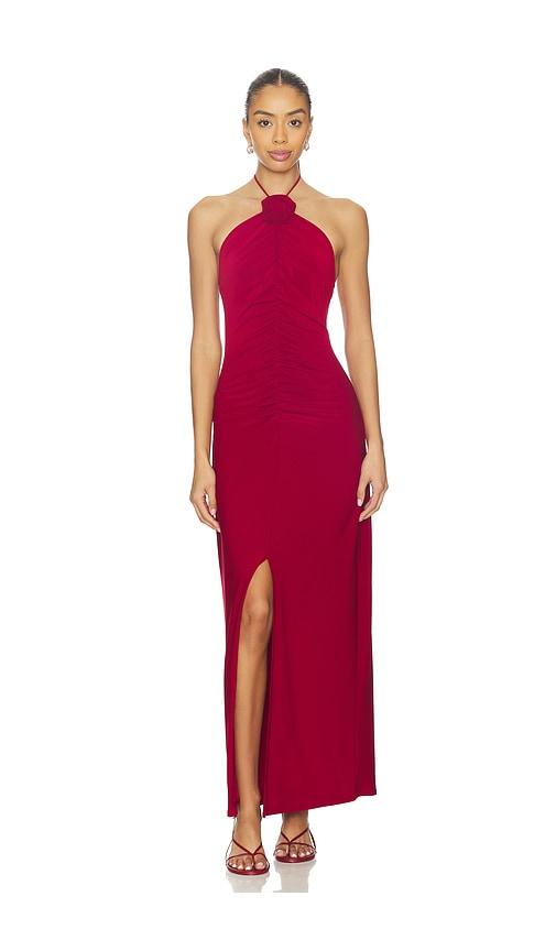 yumi kim nova dress in burgundy.