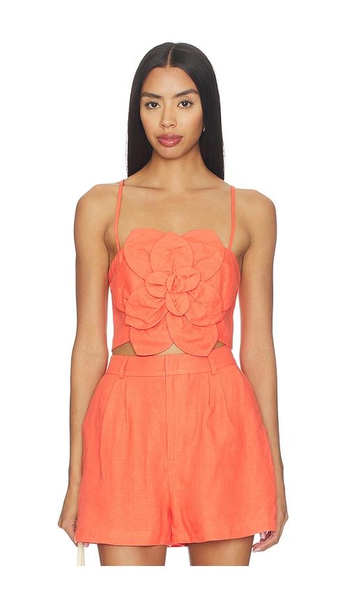 yumi kim sahara top in tangerine.