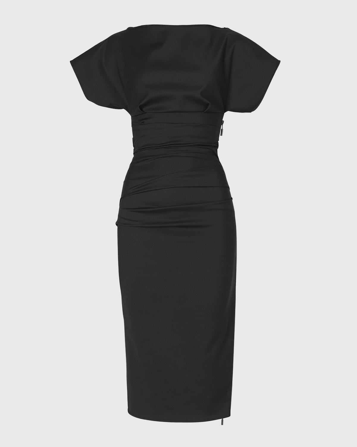 yuzu midi dress with statement sleeves
