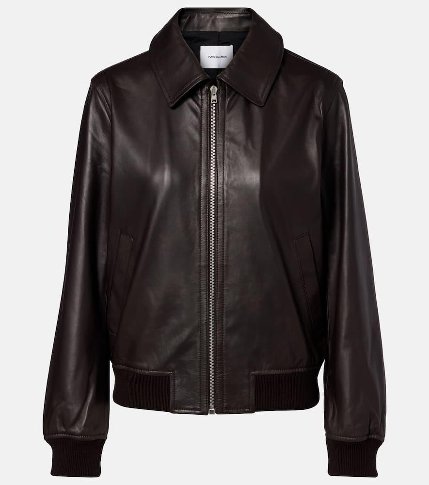yves salomon hooded leather blouson jacket