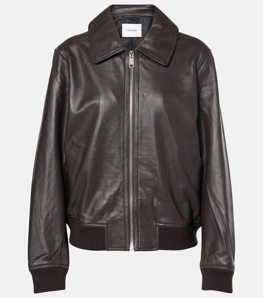 yves salomon leather bomber jacket