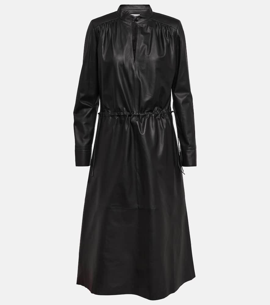 yves salomon leather midi dress