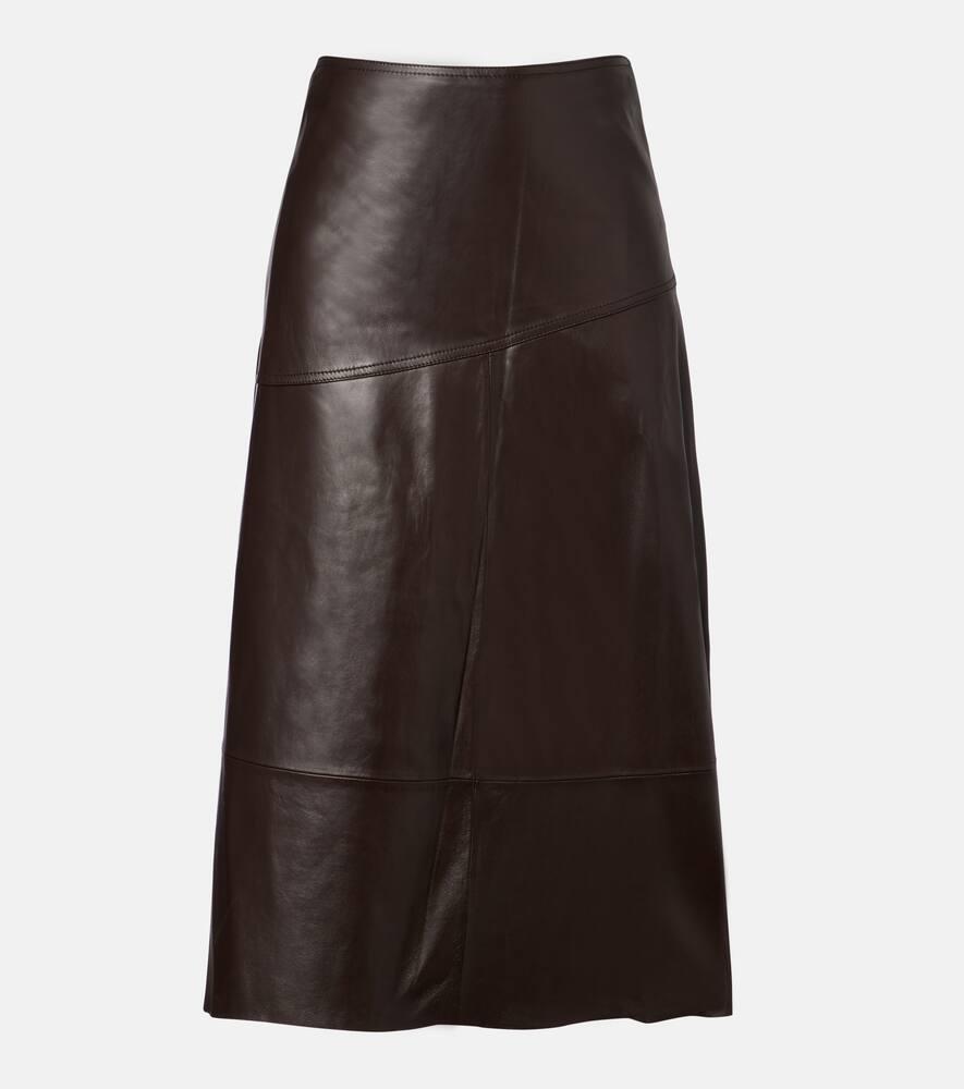 yves salomon leather midi skirt