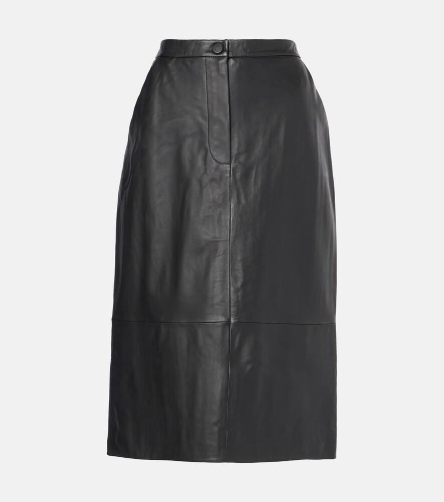yves salomon leather midi skirt