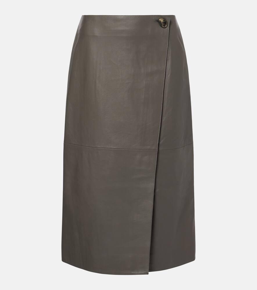 yves salomon leather midi skirt