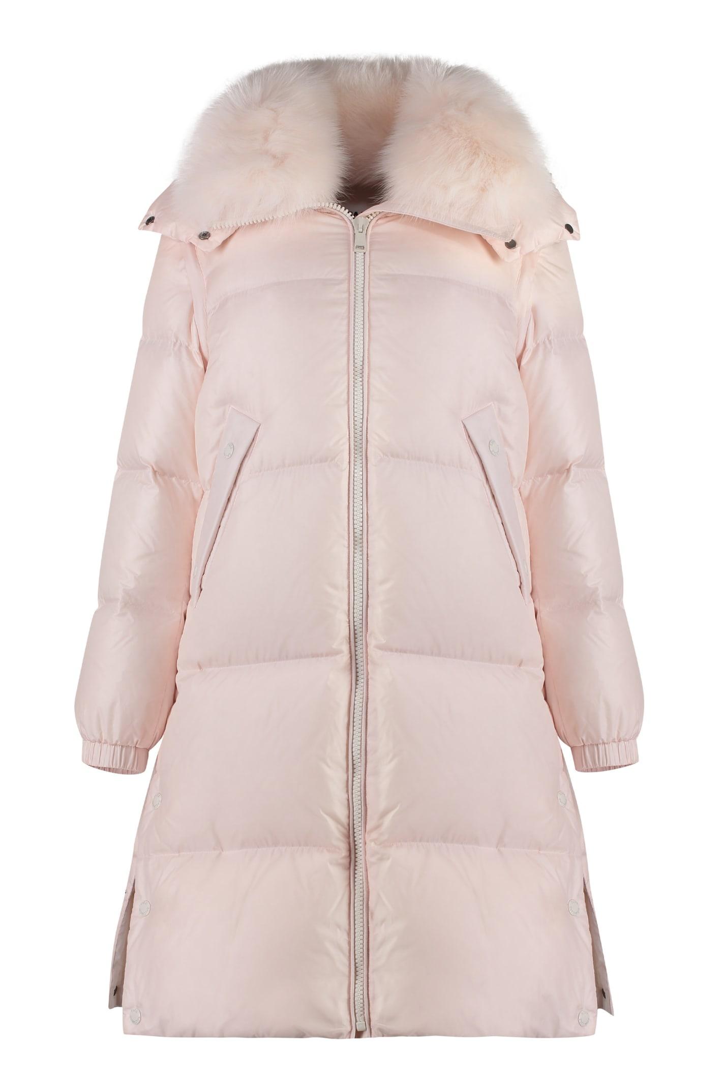 yves salomon long hooded down jacket