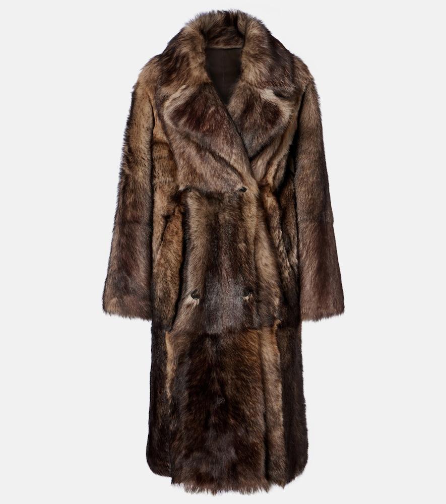 yves salomon reversible shearling and leather coat