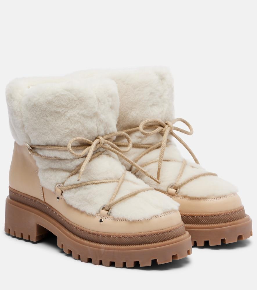 yves salomon shearling and leather ankle boots
