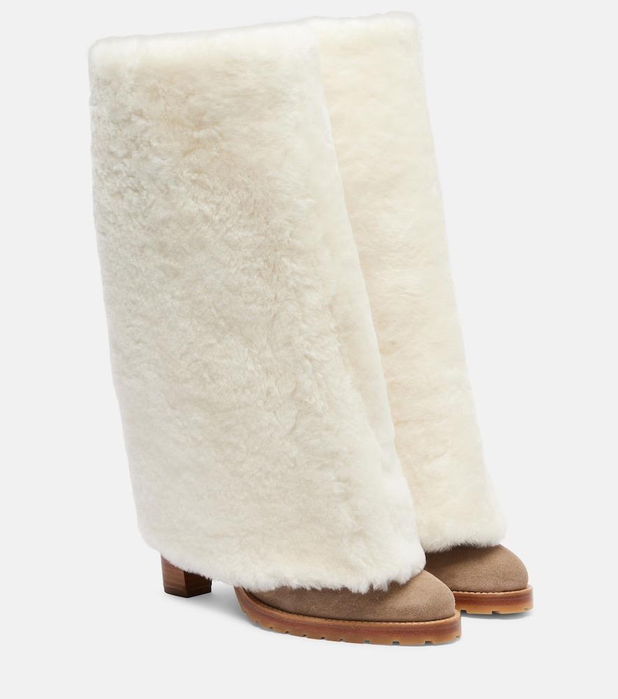 yves salomon shearling and suede knee