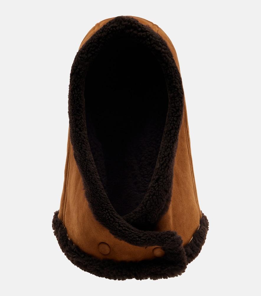 yves salomon shearling-trimmed suede hood