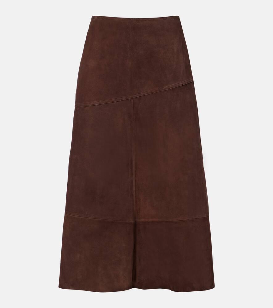 yves salomon suede midi skirt