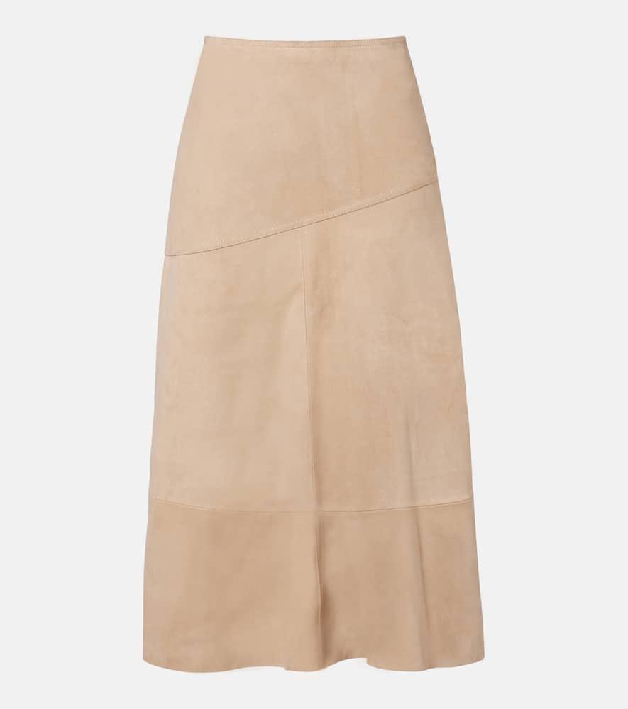 yves salomon suede midi skirt