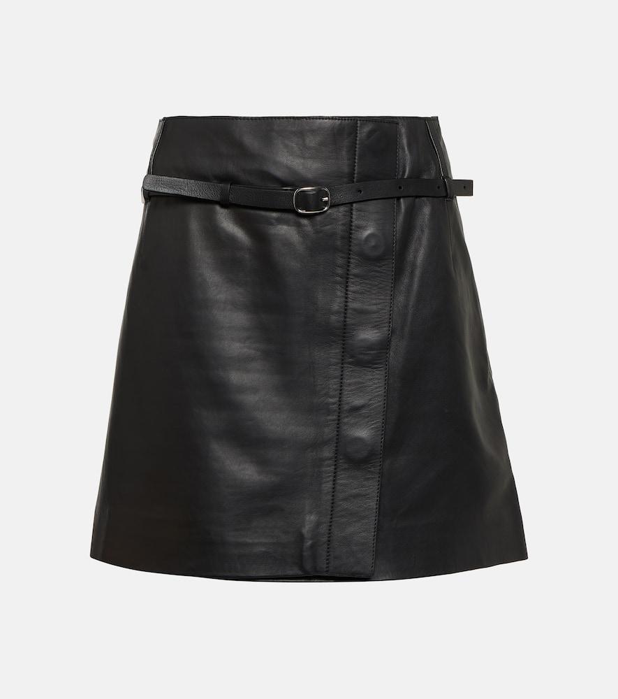 yves salomon wrap leather miniskirt