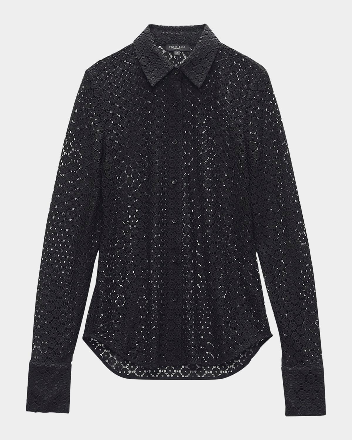 yvette button-front lace shirt