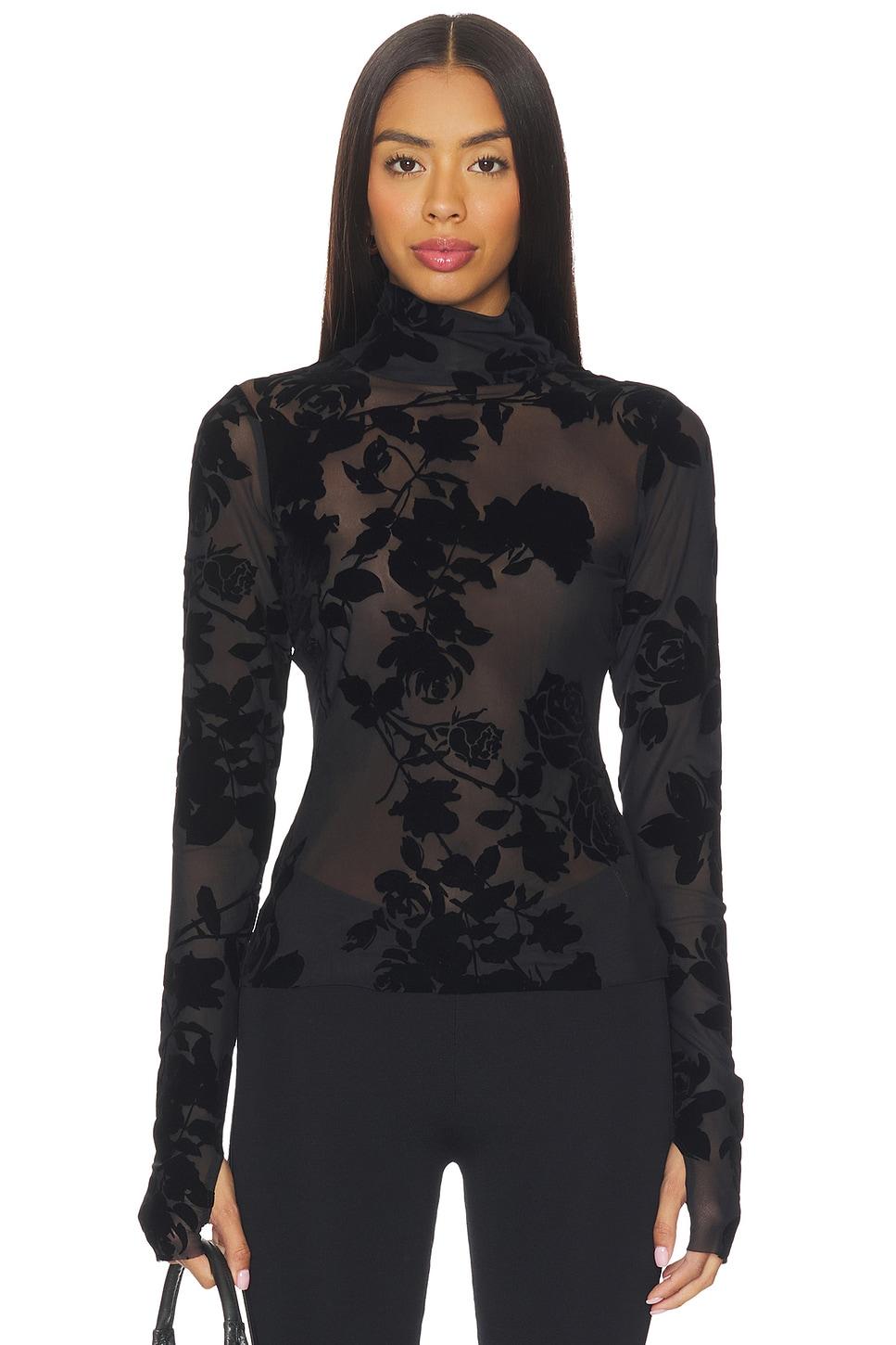 zadie flocked mesh top