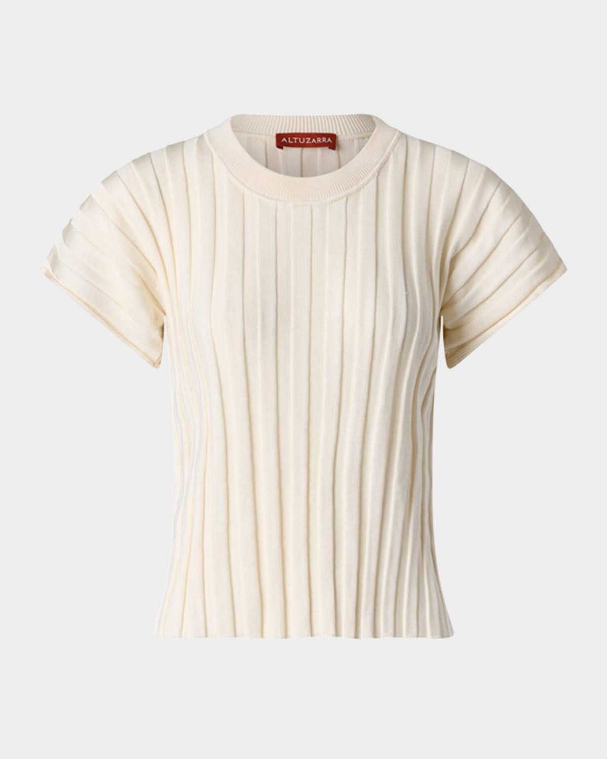 zadie silk rib short-sleeve top