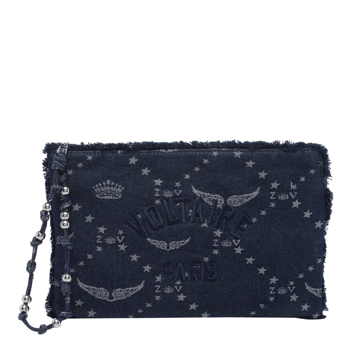 zadig & voltaire angel denin monogram pouch