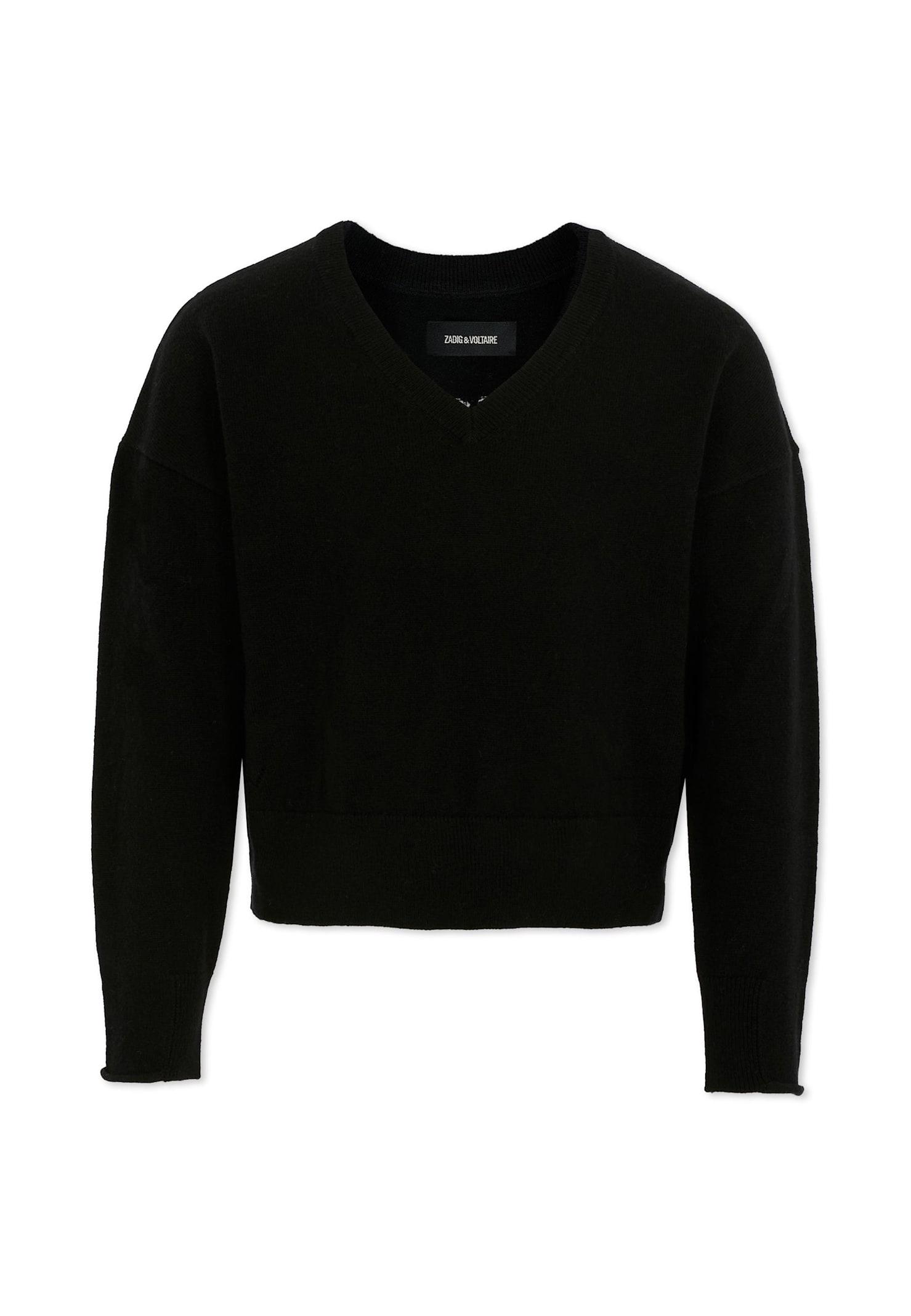 zadig & voltaire black crop sweater for girl with writing