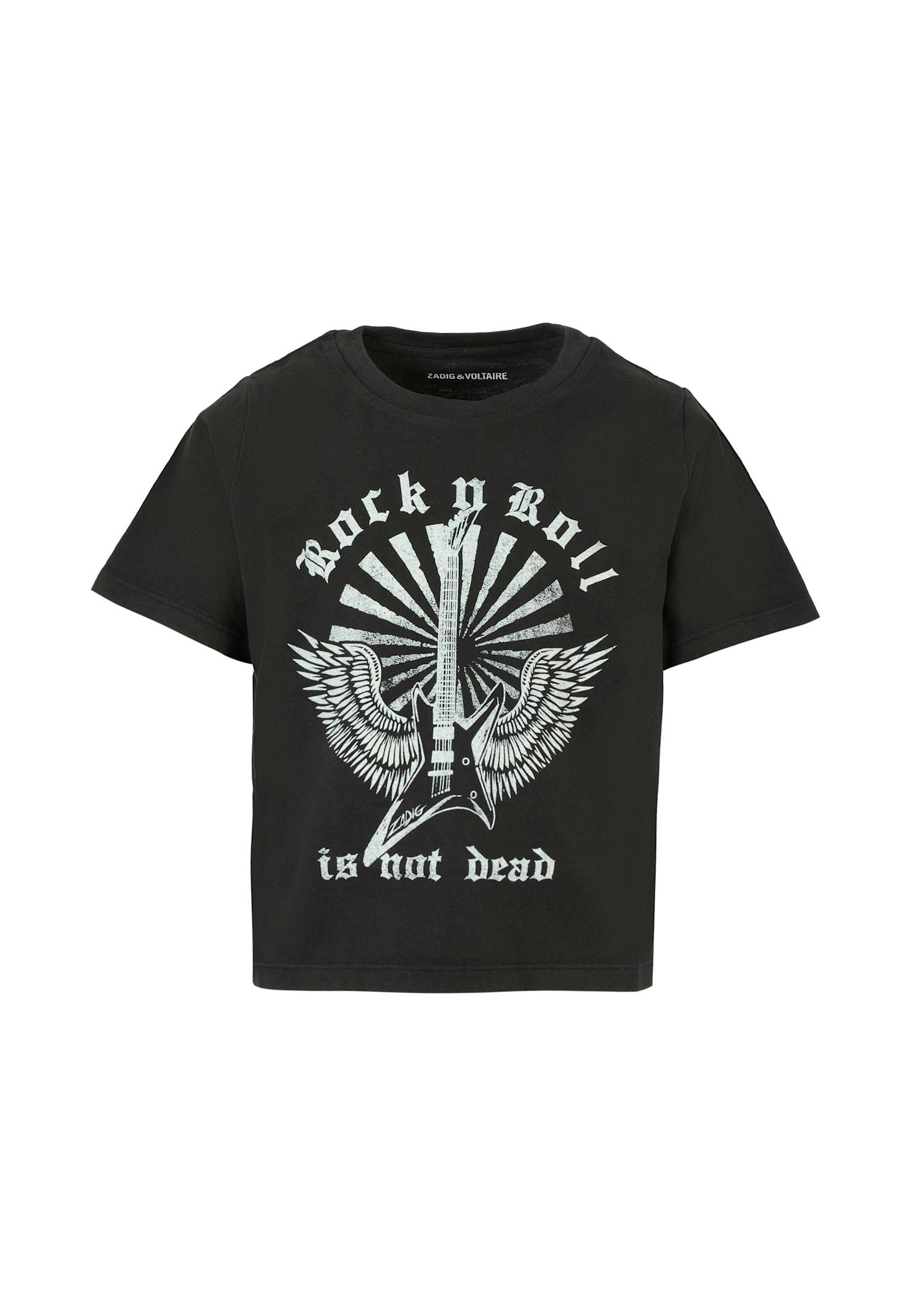 zadig & voltaire black t-shirt for girl with guitar