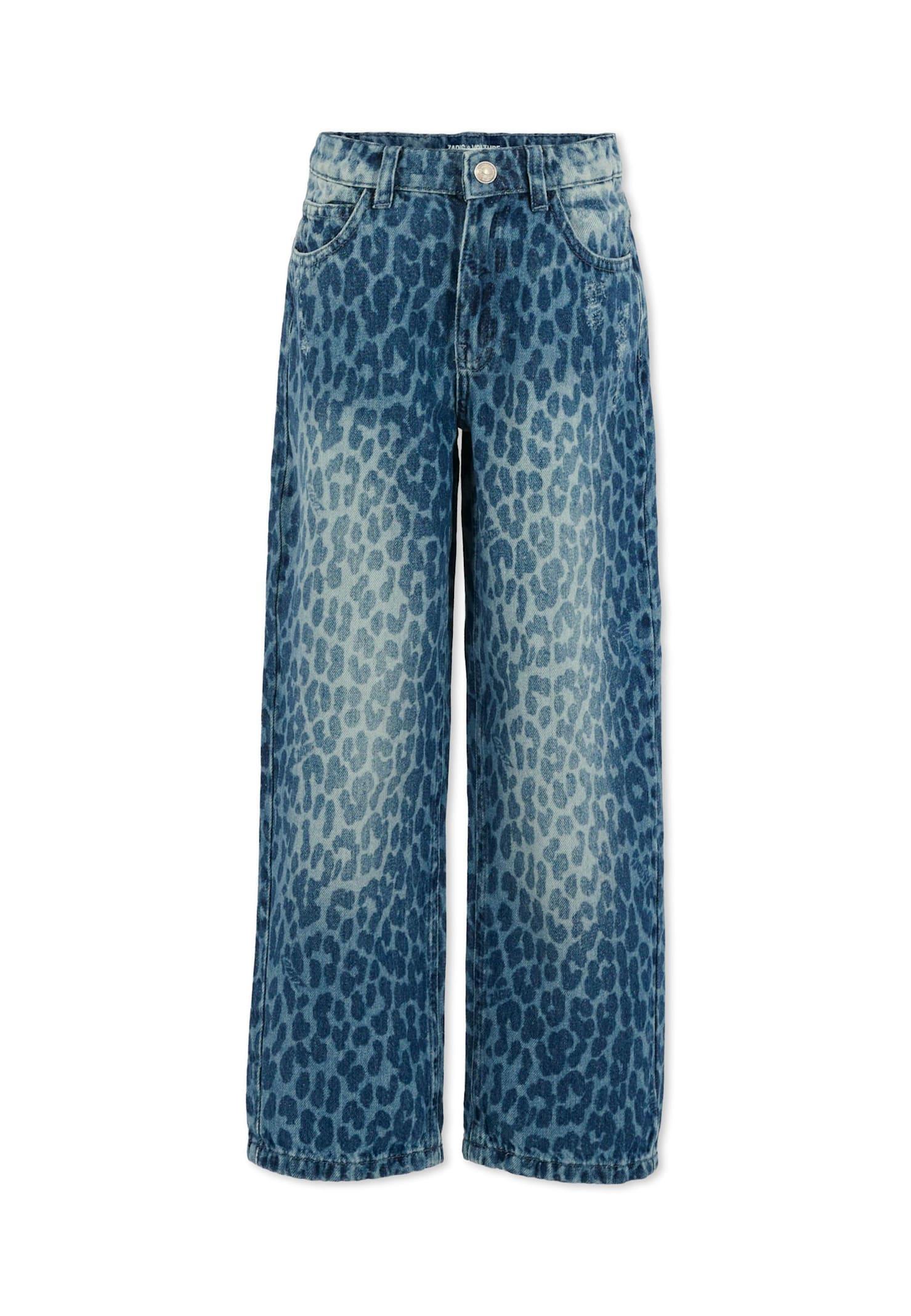zadig & voltaire denim jeans for girl with animal print