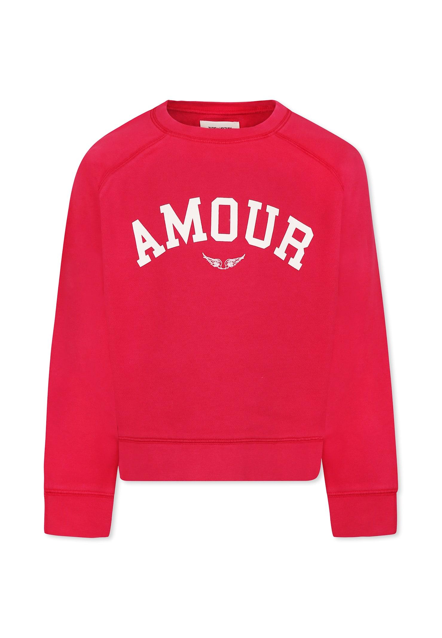 zadig & voltaire fuchsia sweatshirt for girl with writing