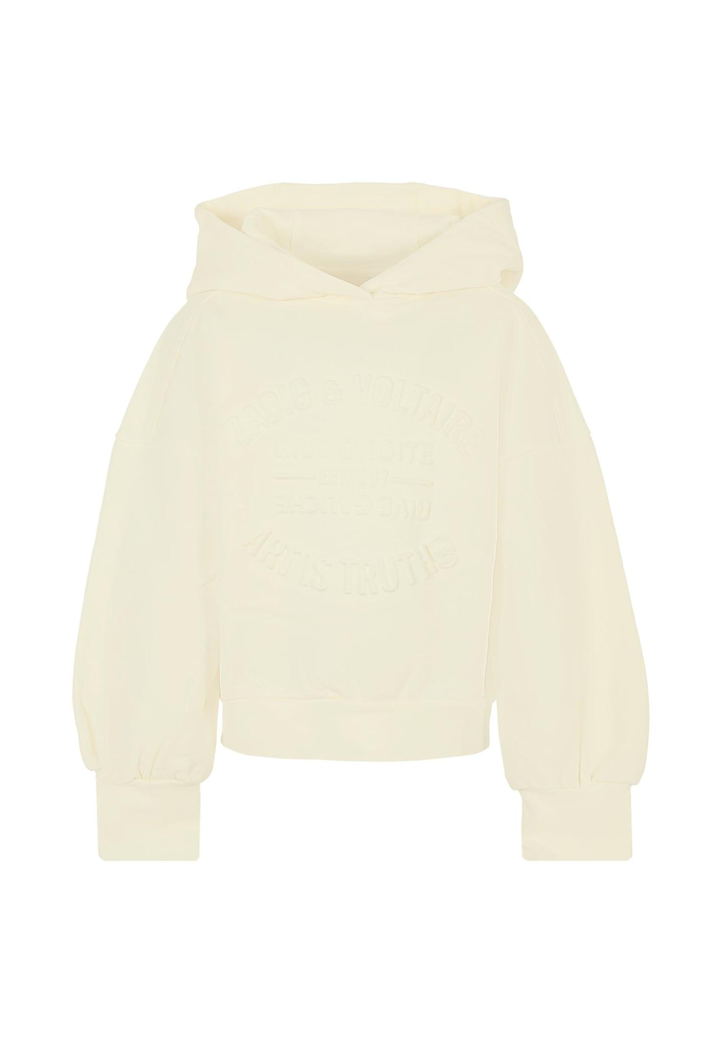 zadig & voltaire ivory sweatshirt for girl with logo