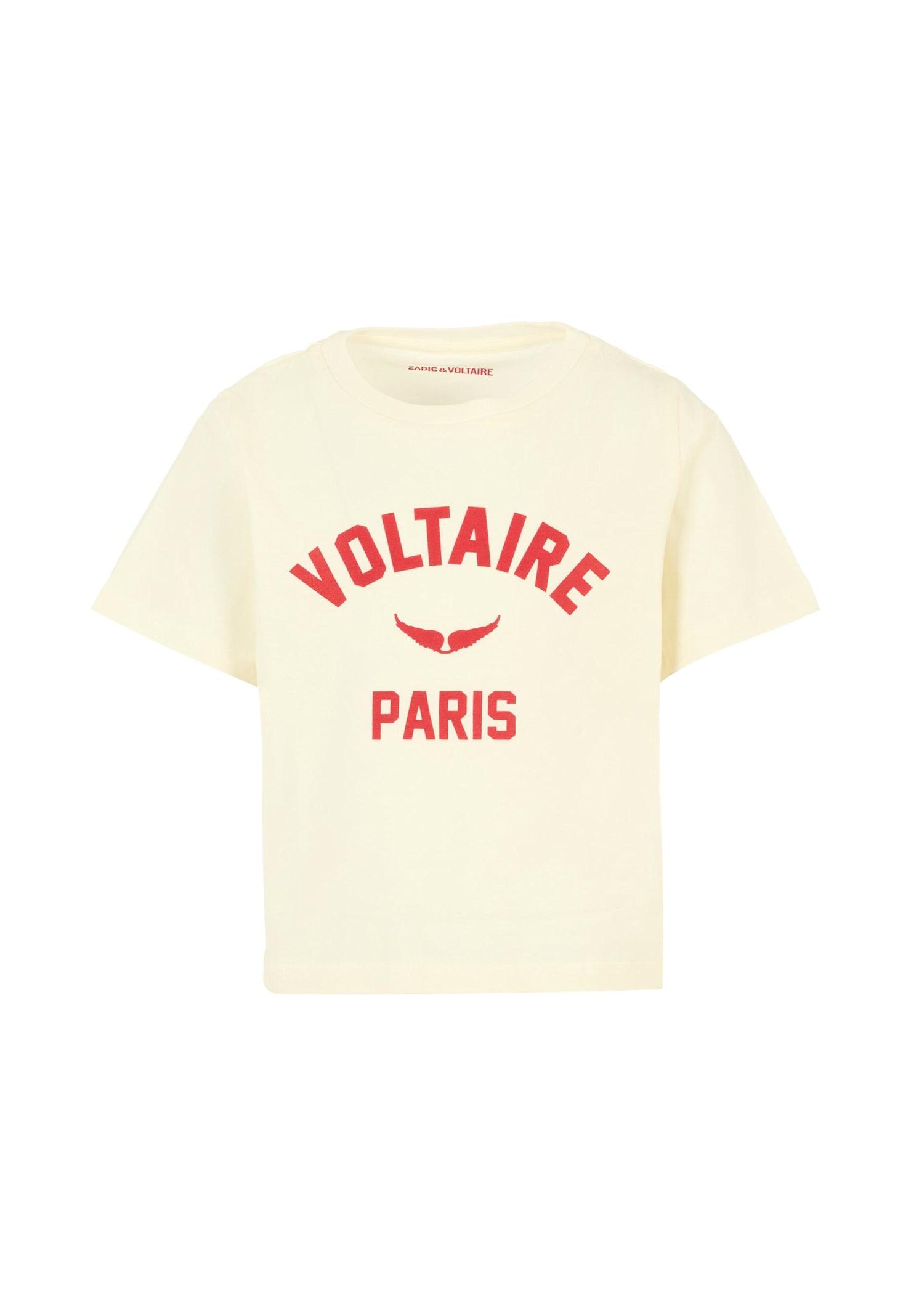 zadig & voltaire ivory t-shirt for girl with logo
