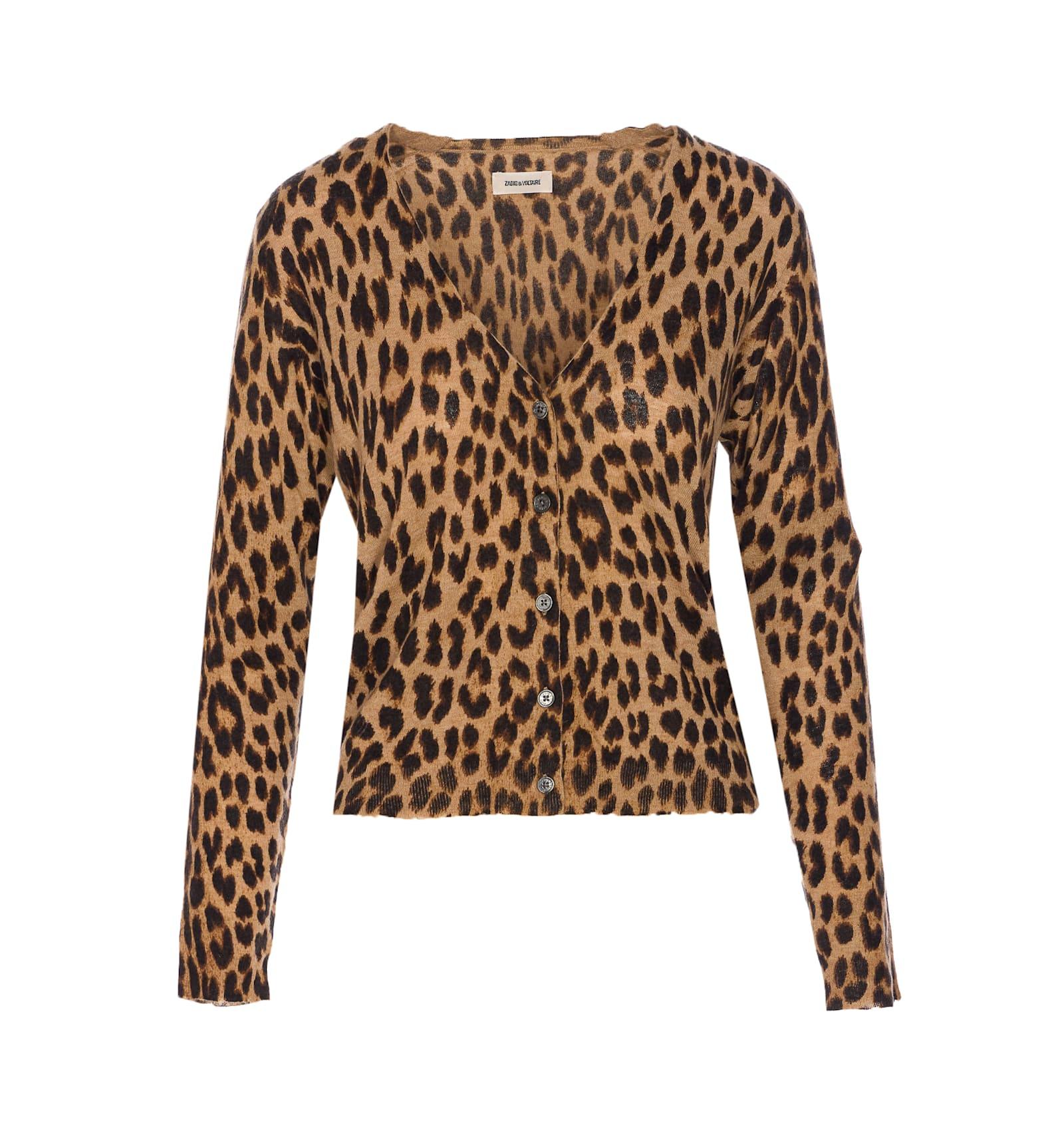 zadig & voltaire manala leo print cardigan