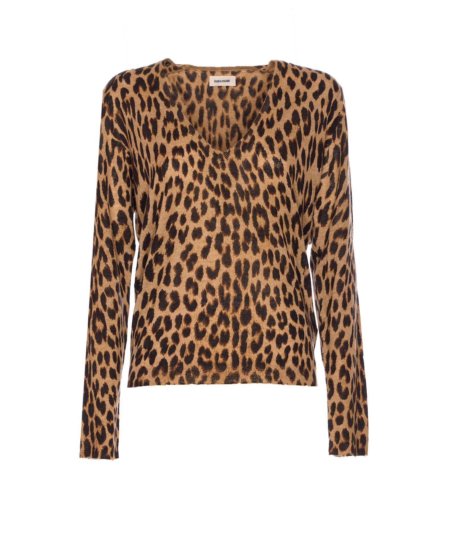 zadig & voltaire rivy leo print sweater