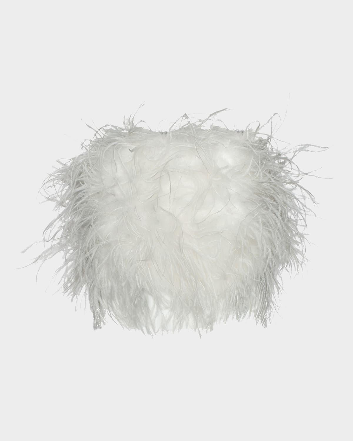 zaina strapless ostrich-feather crop top