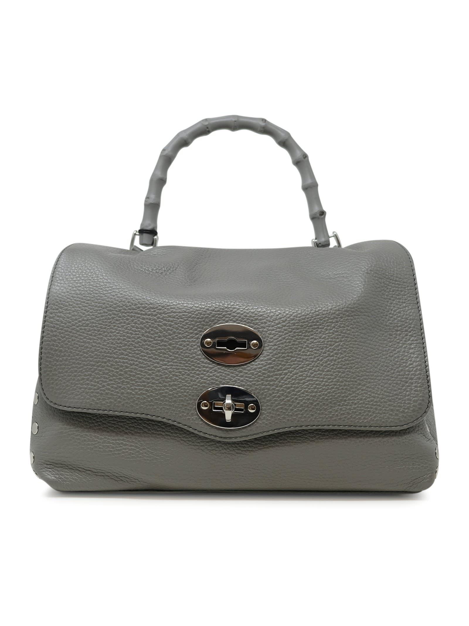 zanellato 068010-0950000-z0130 grey montebianco postina daily s bamboo leather handbag