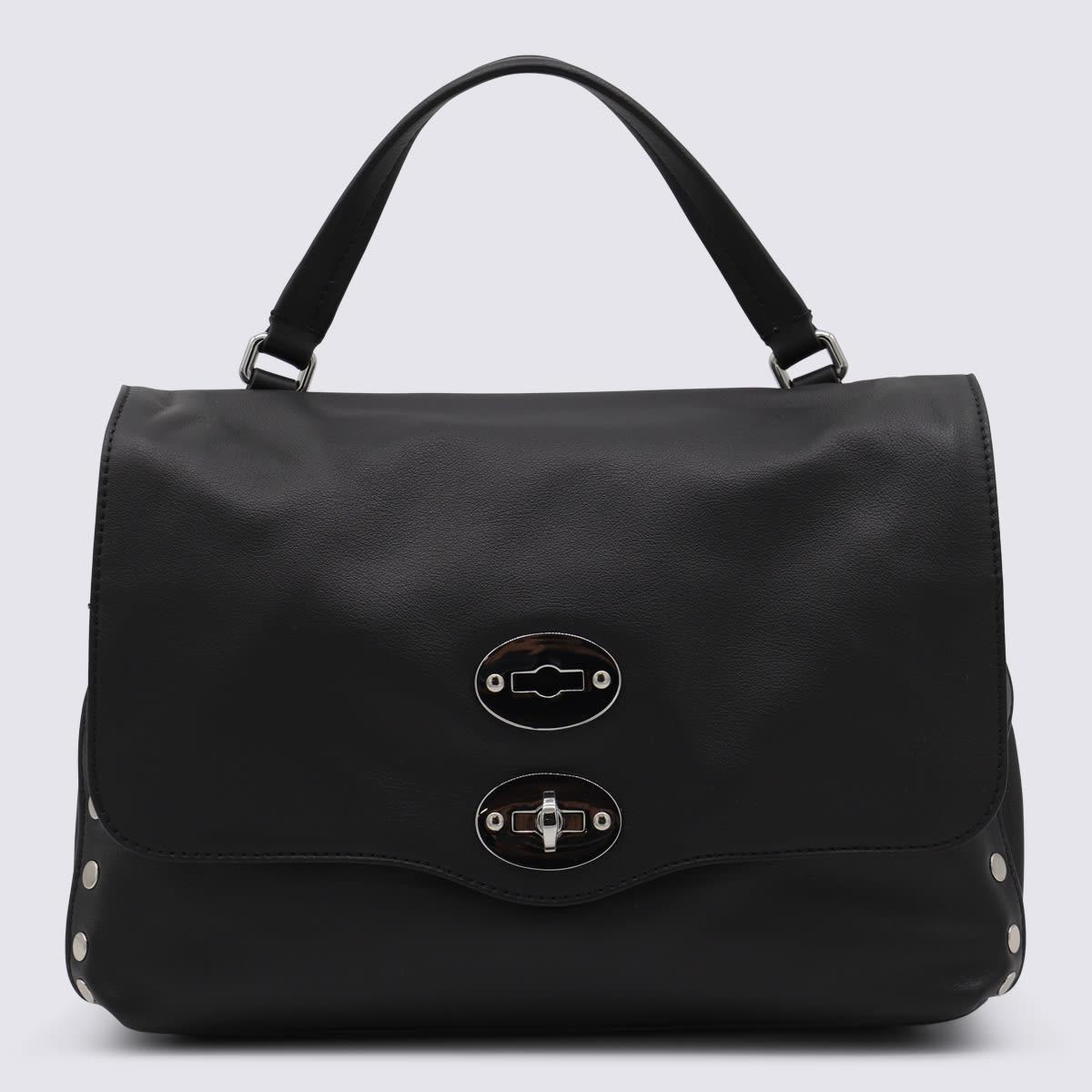 zanellato black leather postina baby top handle bag