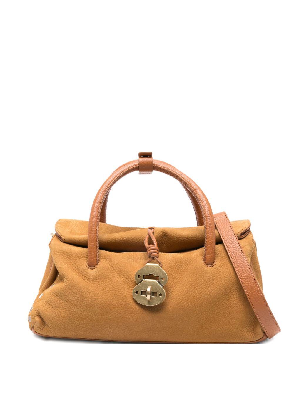 zanellato dotta jones small suede leather handbag