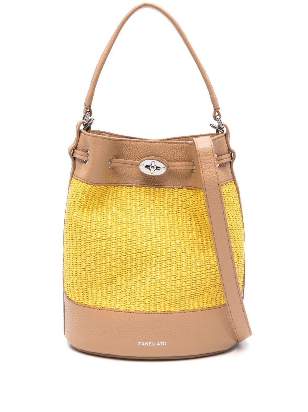 zanellato mondà vimini small bucket bag
