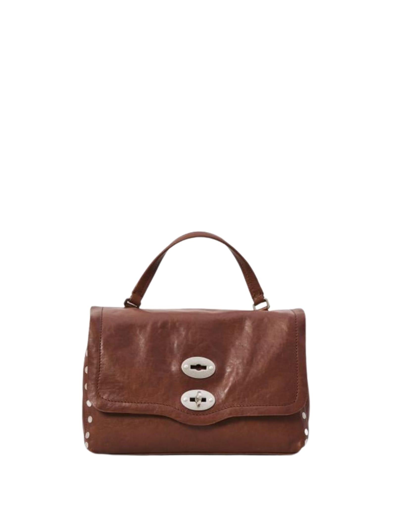 zanellato postina tabacco small leather handbag