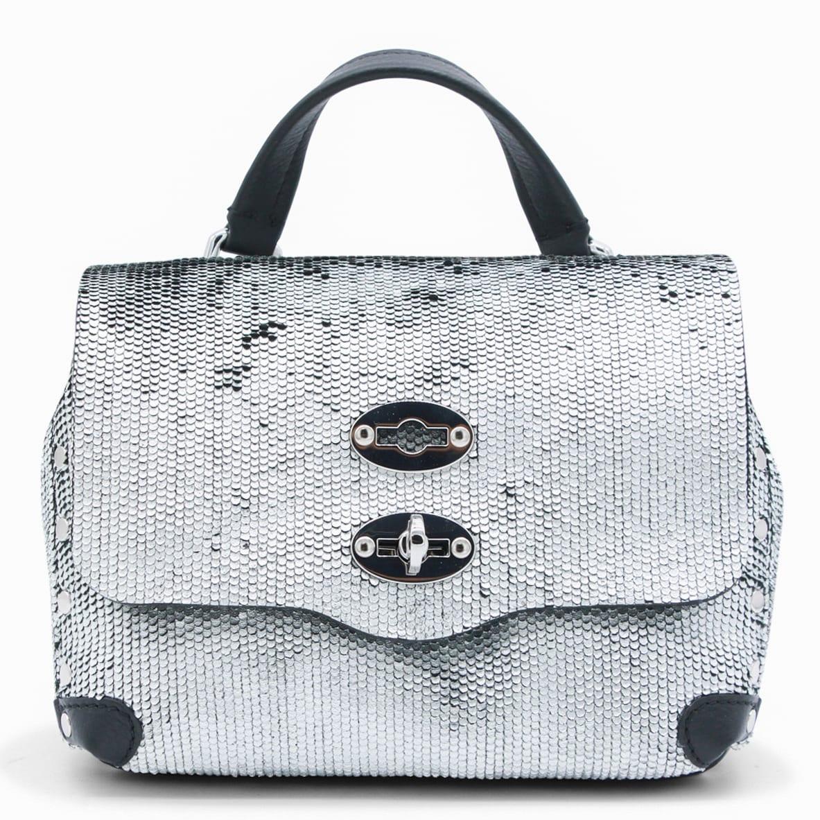 zanellato silver leather postina cbi top handle bag