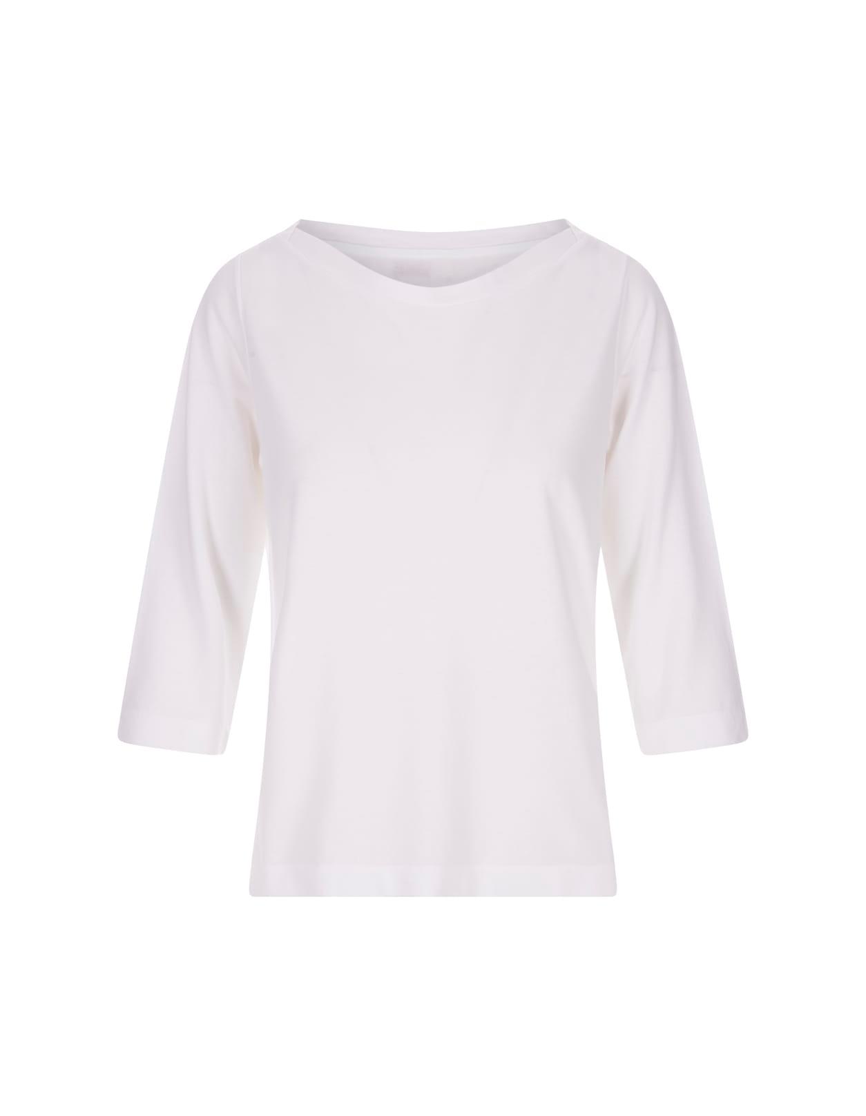 zanone white sweater with 3/4 sleeve