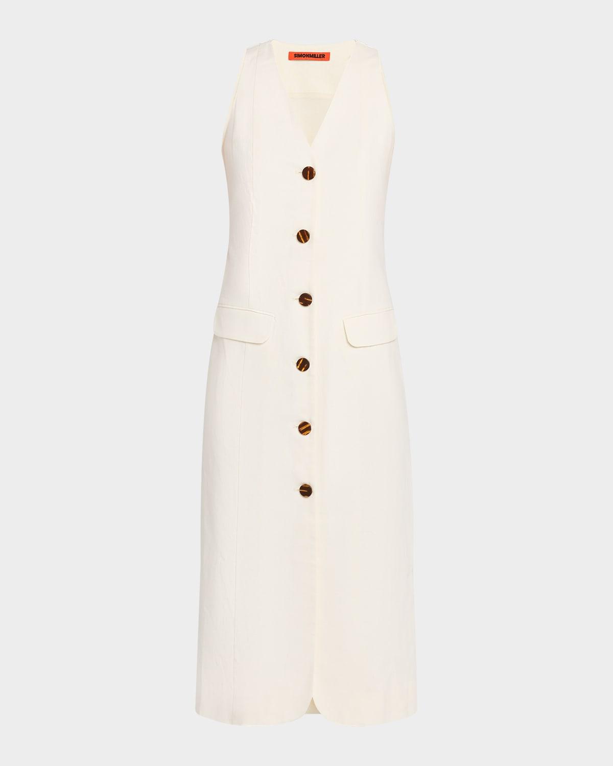 zapata linen-blend midi dress