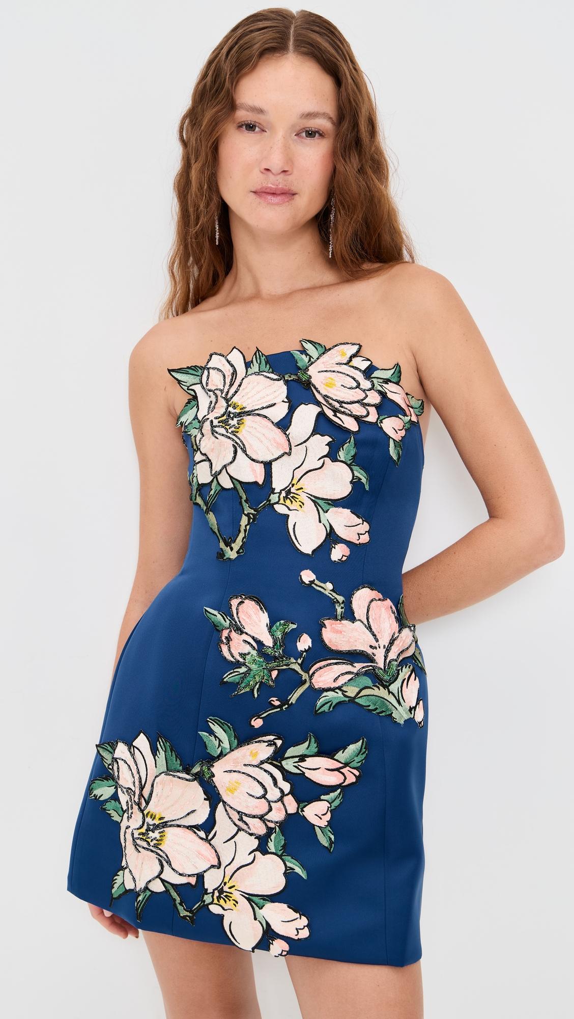 zaria applique floral bustier mini dress
