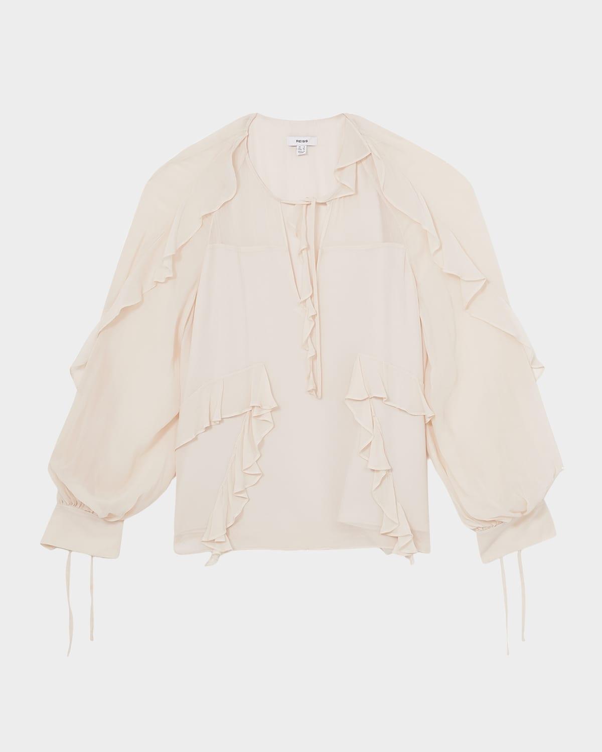 zaria blouson-sleeve ruffle top