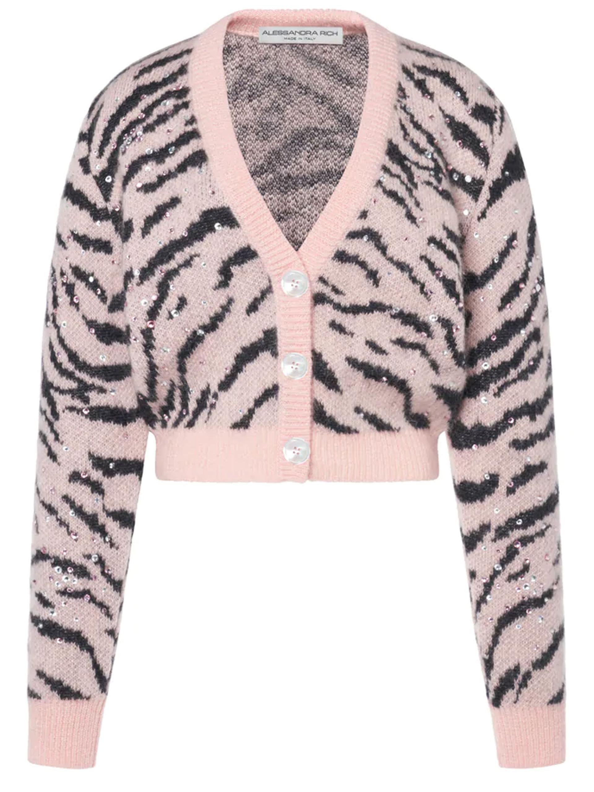 zebra pattern knitted cardigan