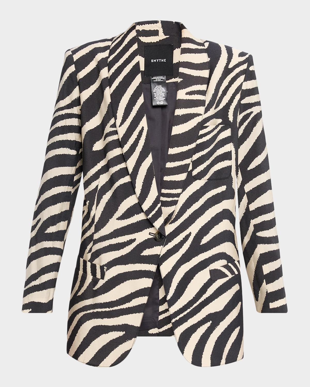 zebra shawl collar oversized blazer