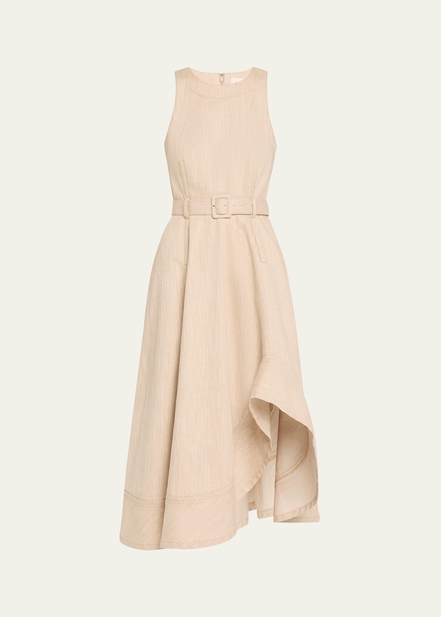 zelda belted melange midi dress