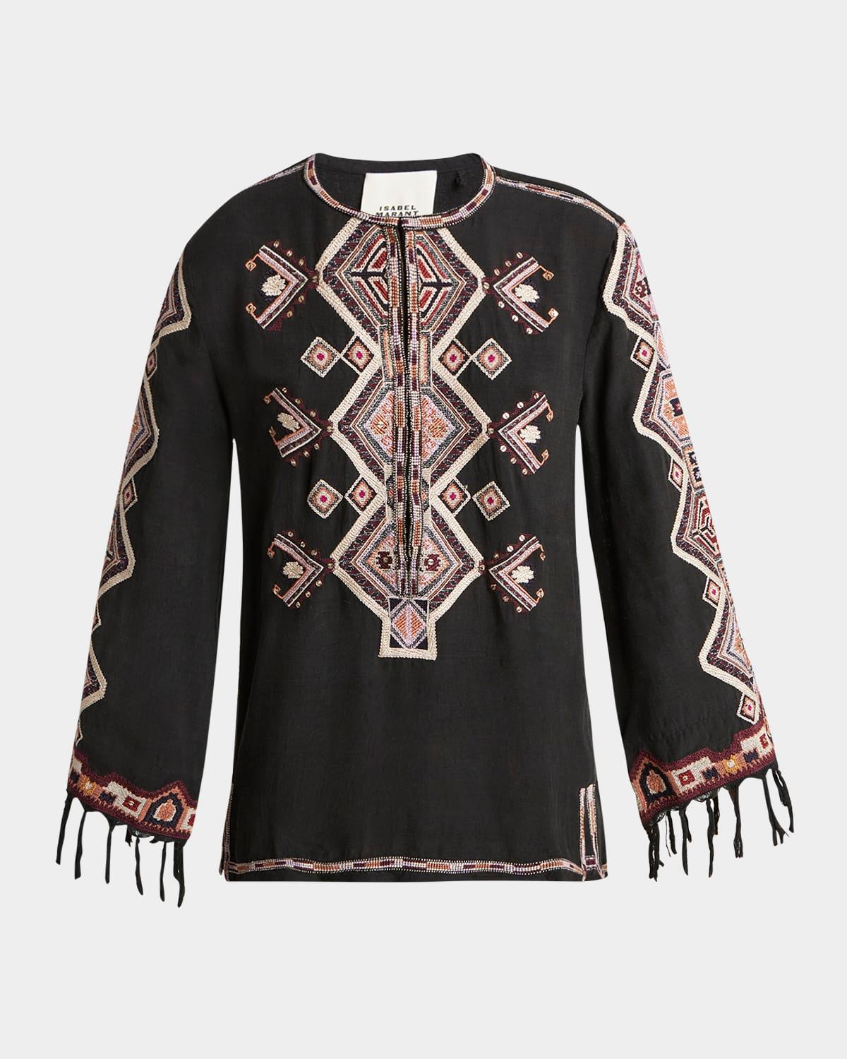 zelda embroidered matka silk top