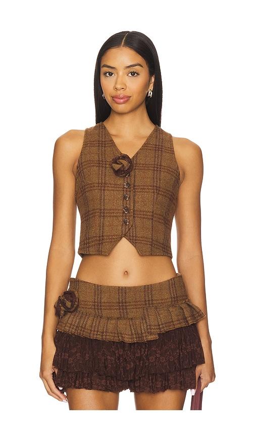 zemeta rosette wool vest in brown.