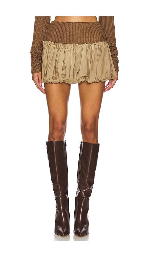 zemeta sandy knit balloon skirt in tan.