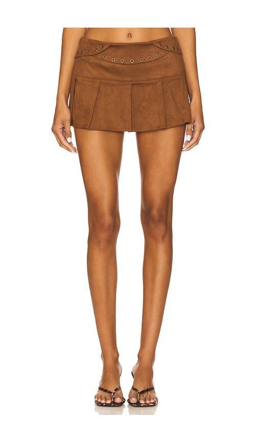 zemeta suede attic box skirt in brown.