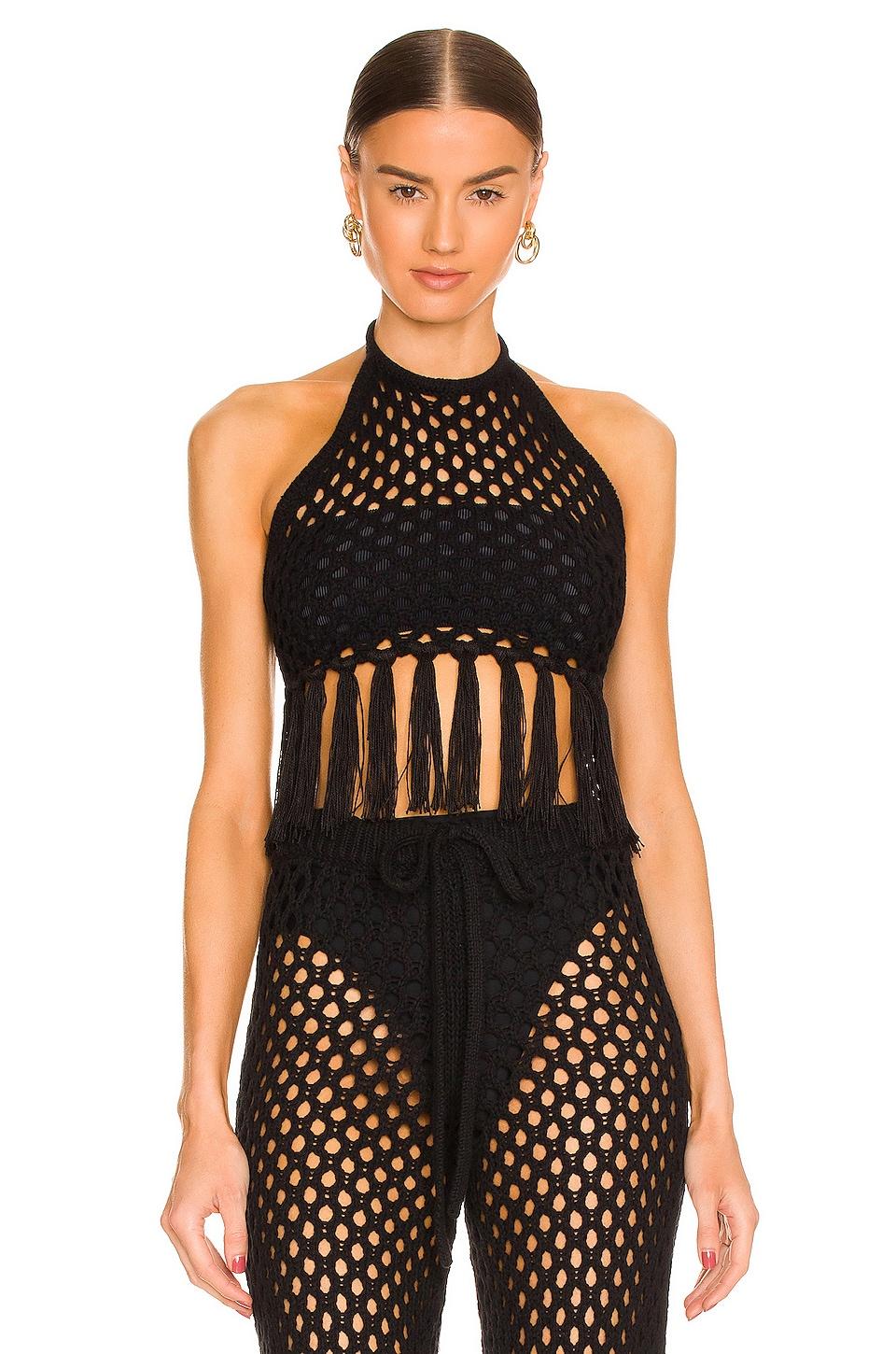 zene fringe halter top