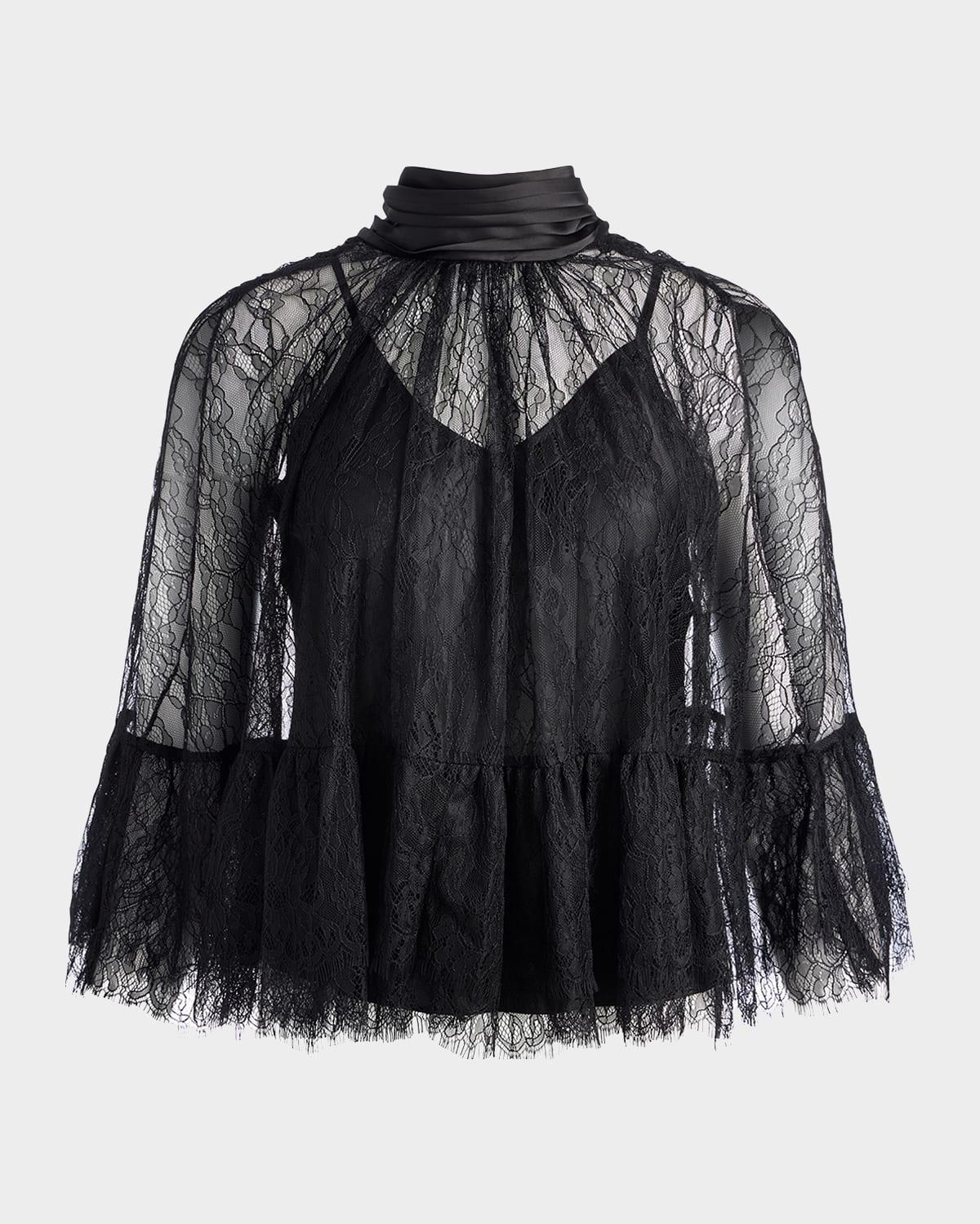 zenon lace cape top with cami lining
